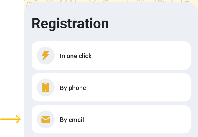 Choose By email from the list Melbet betapk Burundi